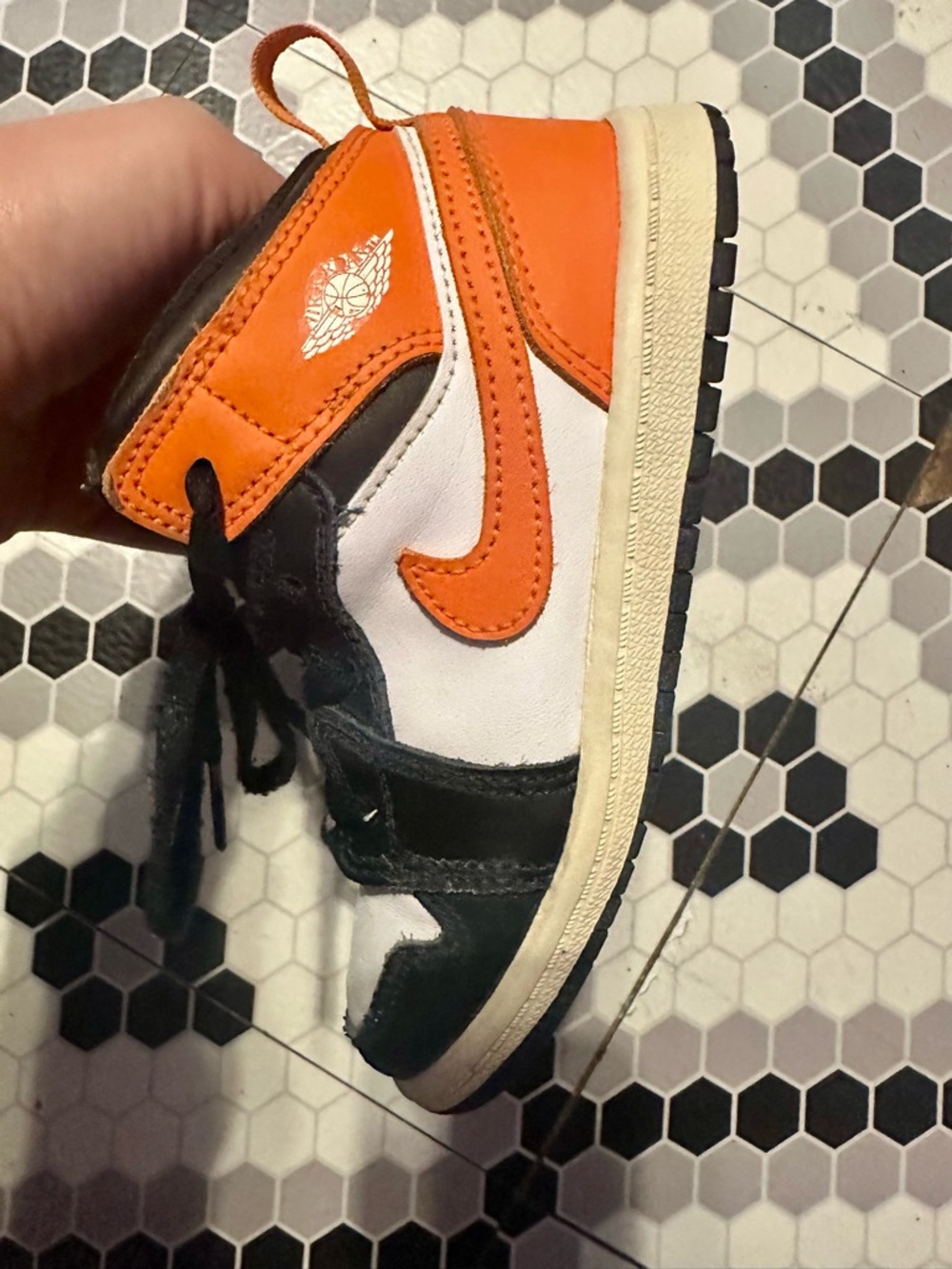 Jordan Kids Orange Black White High Top Sneaker